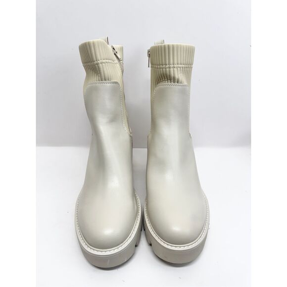 Bar III Boots Size 10 Cream Block Heel Womens Ribbed Ankle Booties - Picture 3 of 10